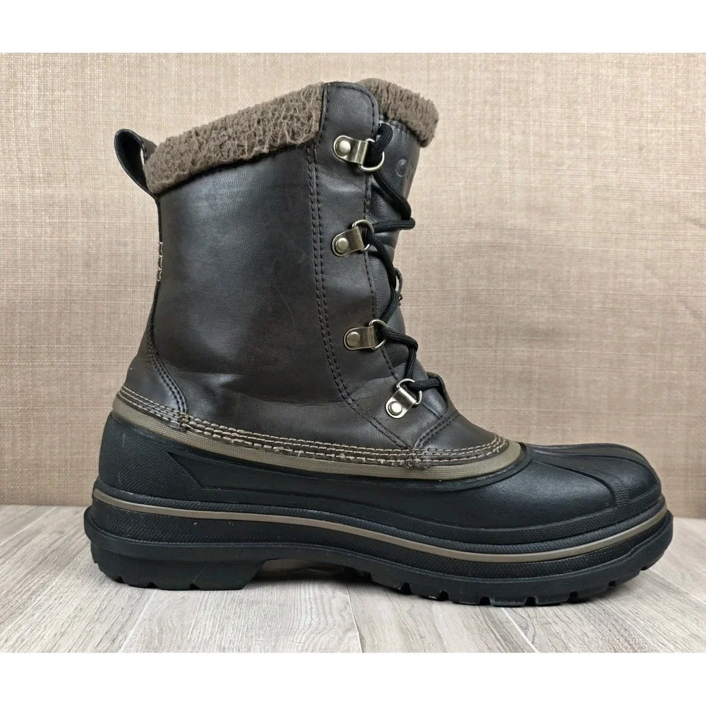 Crocs AllCast II Waterproof Dark Brown Mid Calf Lace‎ Up Snow Boots Men's Size 9